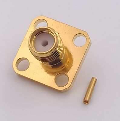 customized SMA Coaxial Connector SMA Jack Connector With 4 Holes Flange Panel Mounting