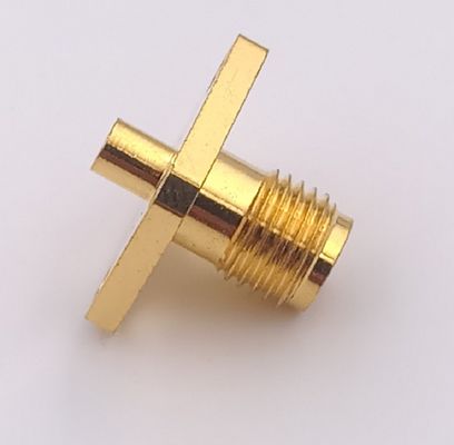 customized SMA Coaxial Connector SMA Jack Connector With 4 Holes Flange Panel Mounting
