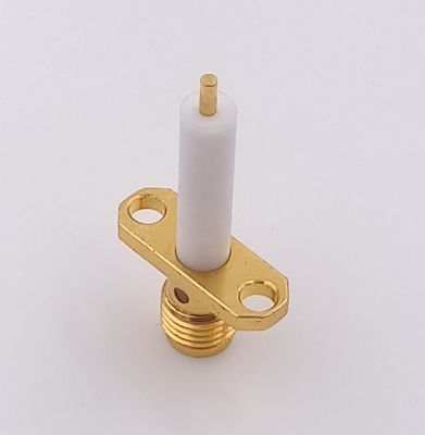 50 Ohm Female Sma Connector Pcb Mount  With 2 Holes Flange Gold Plated