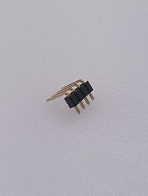 PCB Pin Header Connector , 2.54mm Pitch Single Row Pin Header 1x4P Right Angle DIP