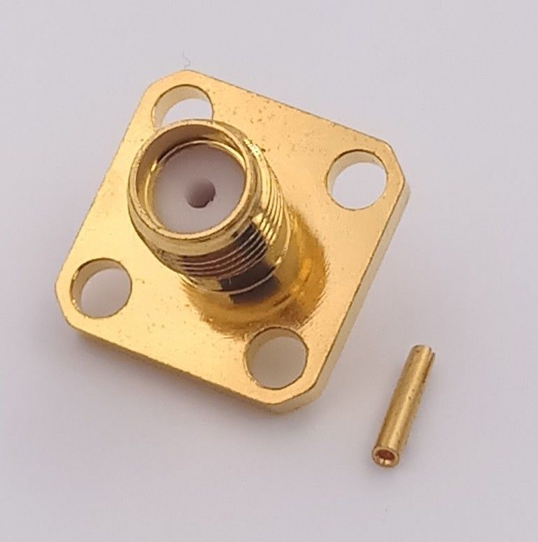 customized SMA Coaxial Connector SMA Jack Connector With 4 Holes Flange Panel Mounting