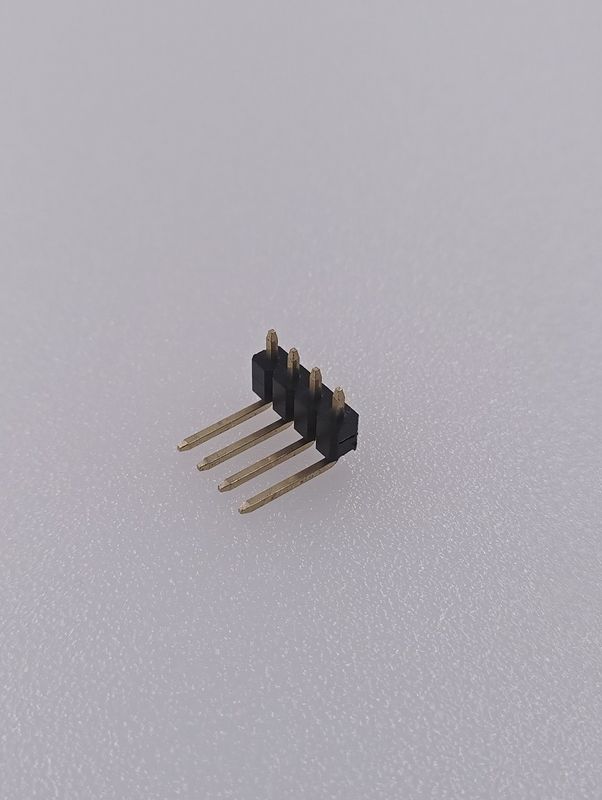 PCB Pin Header Connector , 2.54mm Pitch Single Row Pin Header 1x4P Right Angle DIP